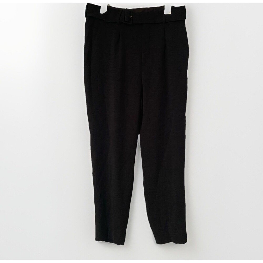 J Crew JCREW Black Belted Pants Straight Leg Trousers Classic Work Sz 10